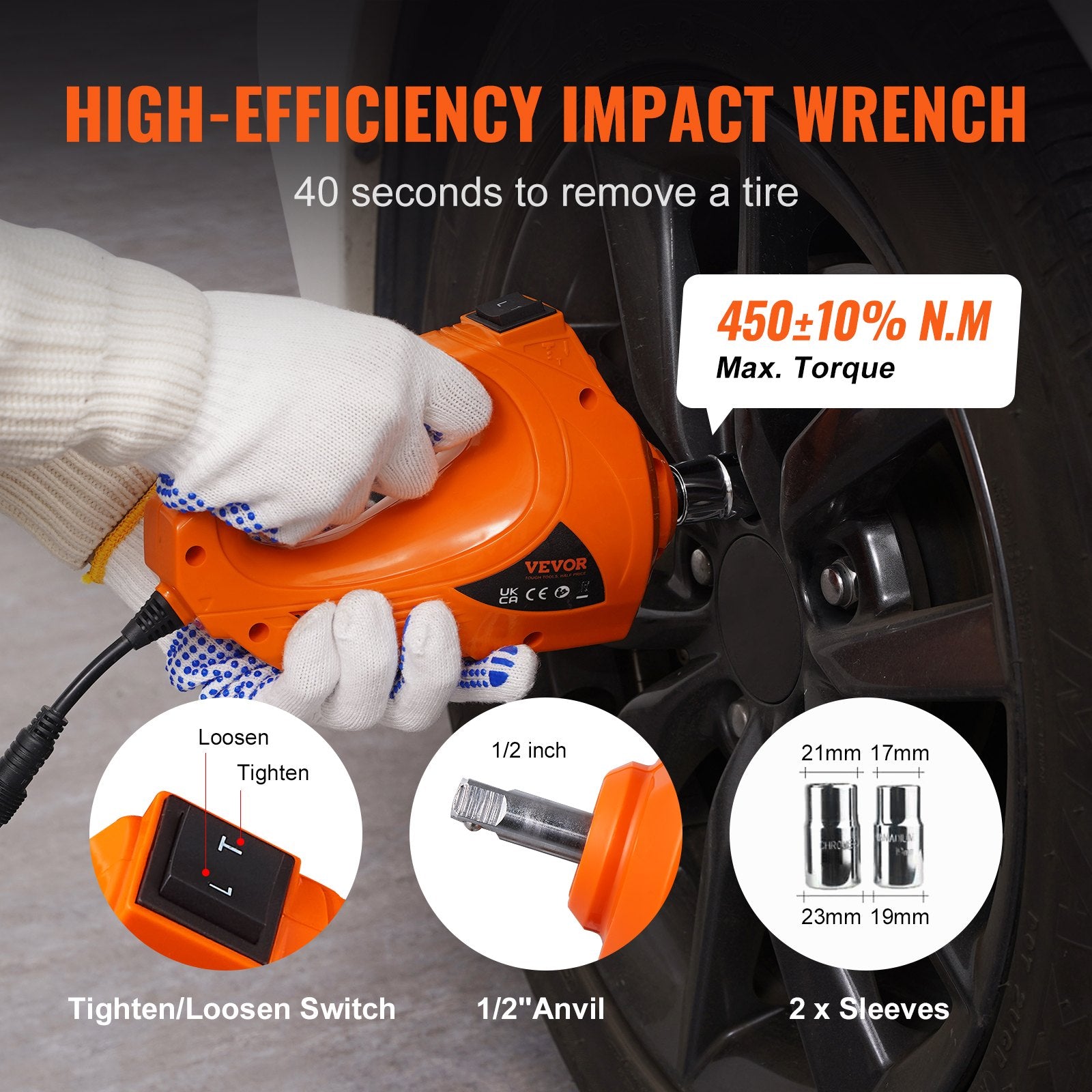 Electric Car Jack, 5 Ton/11023 LBS Hydraulic Jack with Electric Impact Wrench, Portable Car Lift with Built-in Inflatable Pump, and LED Light for SUV MPV Sedan Truck Change Tires Garage Repair image 7