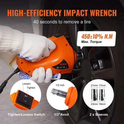 Electric Car Jack, 5 Ton/11023 LBS Hydraulic Jack with Electric Impact Wrench, Portable Car Lift with Built-in Inflatable Pump, and LED Light for SUV MPV Sedan Truck Change Tires Garage Repair image 7