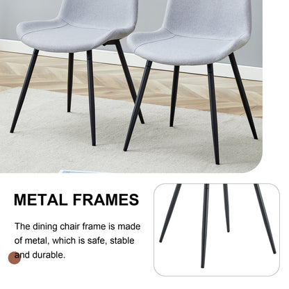 Comfortable Linen-Cotton Dining Chair Set - Six Pieces in Light Gray.Integrated Seat and Backrest,Linen-Cotton Material,Curved Widened Cushion Design For More Comfort. image 3