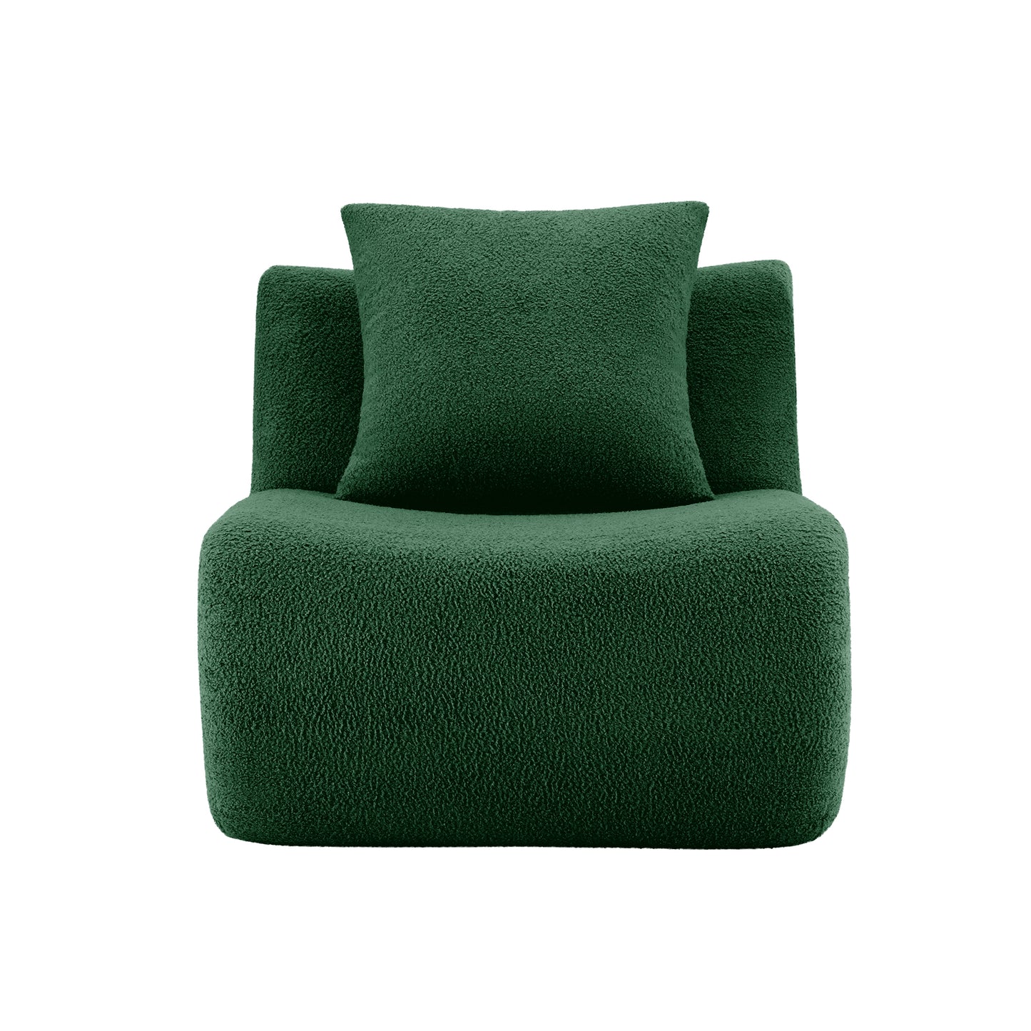 Armless Sofa W/Pillow Teddy Fabric-Green image 2