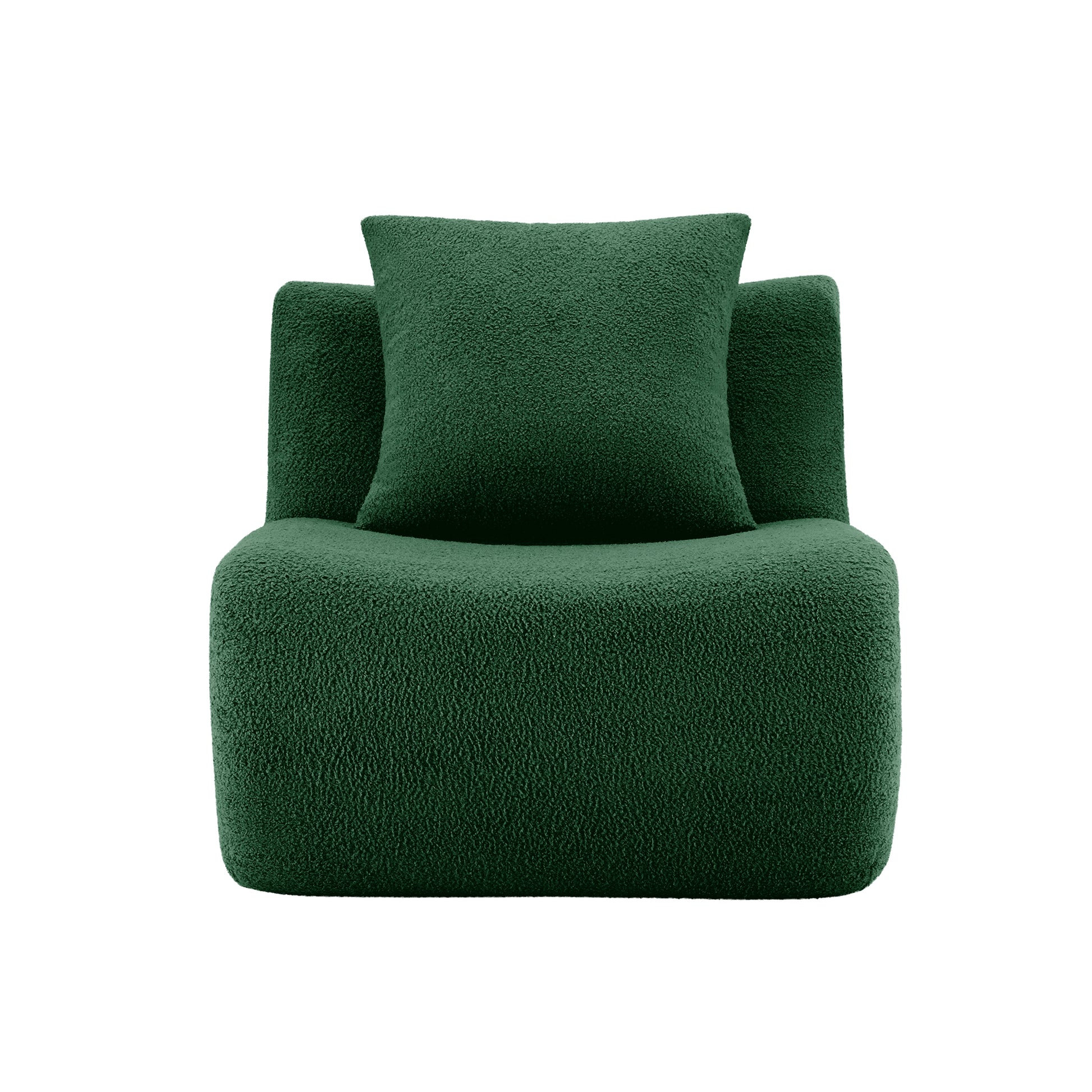 Armless Sofa W/Pillow Teddy Fabric-Green image 2