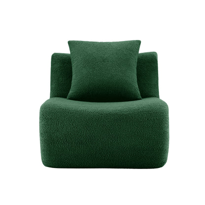 Armless Sofa W/Pillow Teddy Fabric-Green image 2