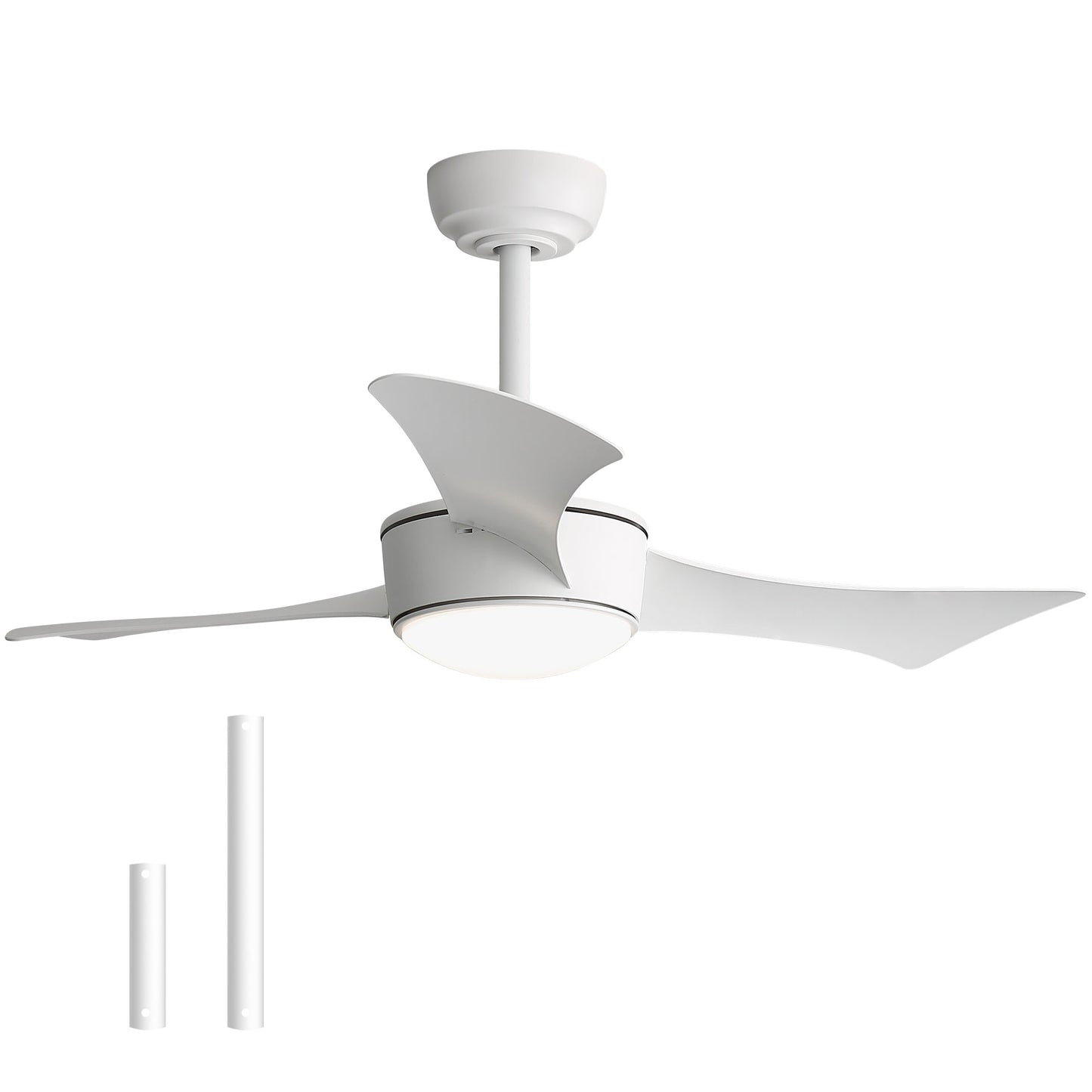 42-inch white ceiling fan with light, Quick-install, Dimmable, DC reversible motor, Timer function (1/4/8 hours), Light with memory function image 2