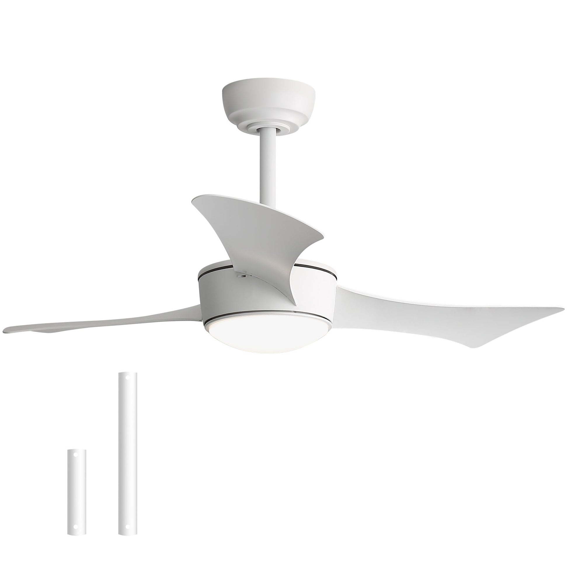 42-inch white ceiling fan with light, Quick-install, Dimmable, DC reversible motor, Timer function (1/4/8 hours), Light with memory function image 2