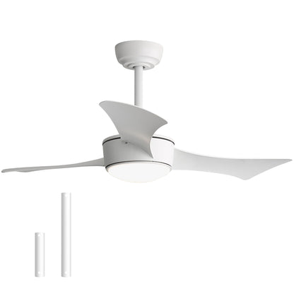 42-inch white ceiling fan with light, Quick-install, Dimmable, DC reversible motor, Timer function (1/4/8 hours), Light with memory function image 2