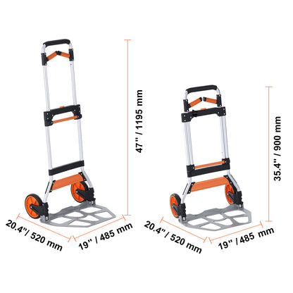 Folding Hand Truck, 309 lbs Load Capacity, Aluminum Portable Cart, Convertible Hand Truck and Dolly with Telescoping Handle and PP+TPR Wheels, Ultra Lightweight Super Strong for Moving Warehouse image 9