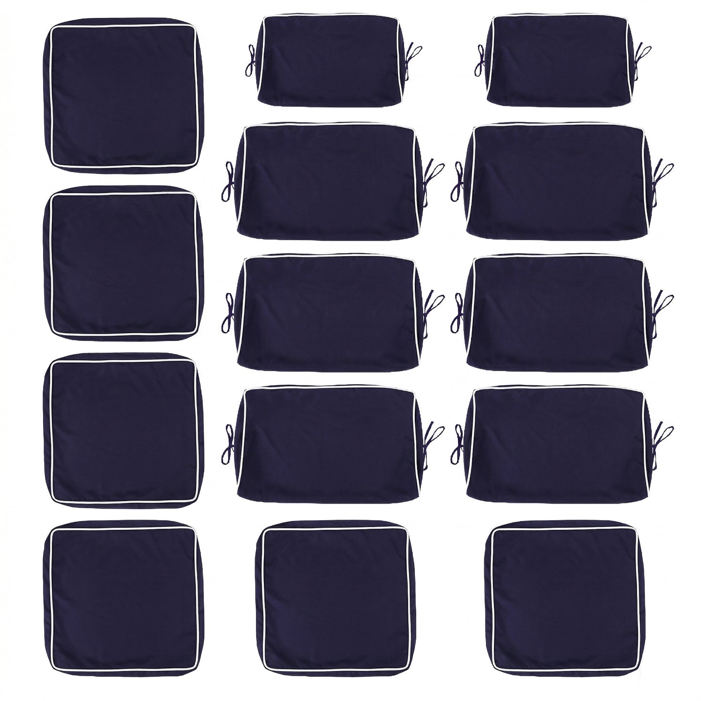 Cushion Covers for 7 Pcs (6-Seaters) Wicker Rattan Sectional Sofa, 14Pack Cushion Slipcovers Set Seat and Back,Outdoor Cushion Slipcover with Zipper, (Only Cover) Navy Blue image 1