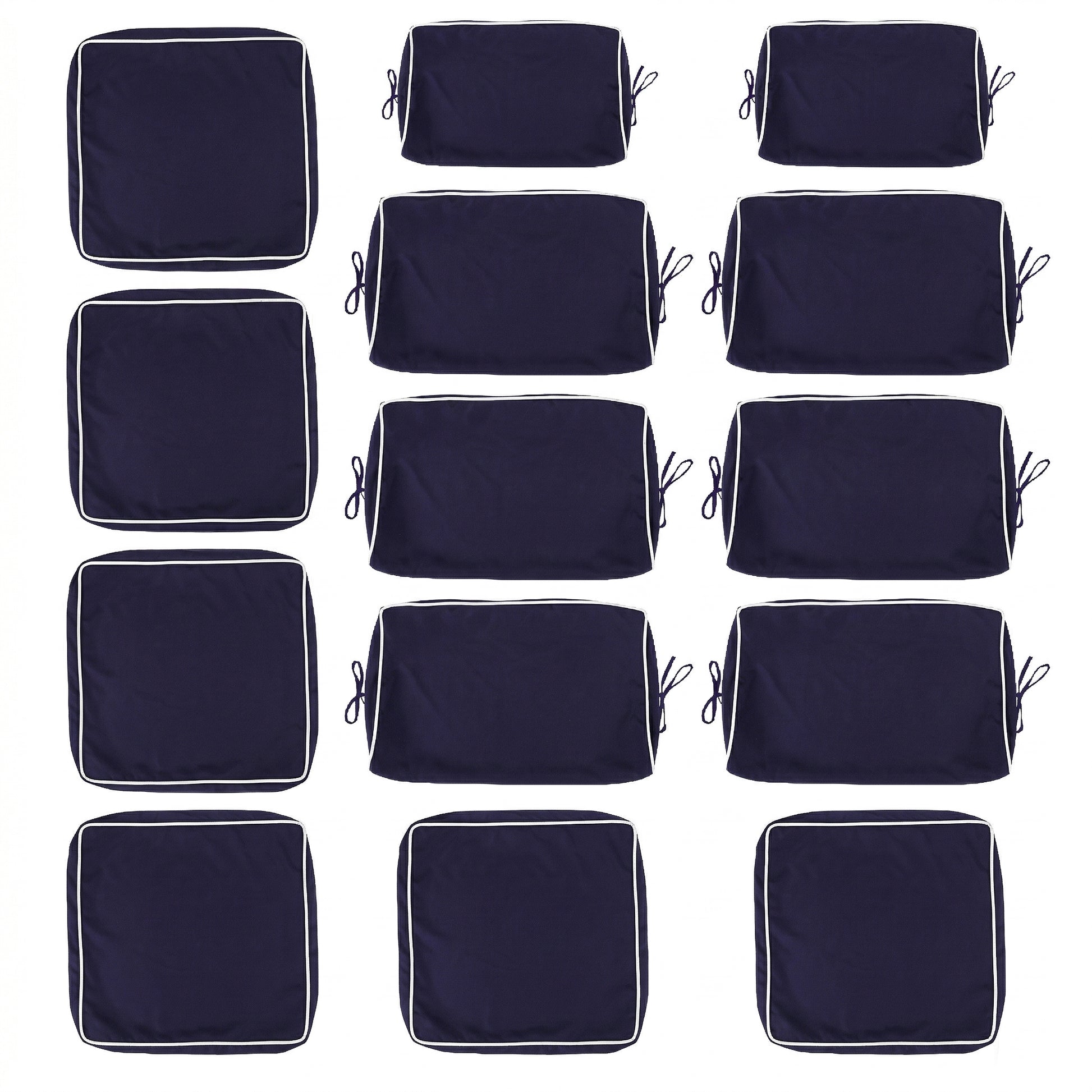 Cushion Covers for 7 Pcs (6-Seaters) Wicker Rattan Sectional Sofa, 14Pack Cushion Slipcovers Set Seat and Back,Outdoor Cushion Slipcover with Zipper, (Only Cover) Navy Blue image 1