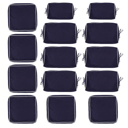 Cushion Covers for 7 Pcs (6-Seaters) Wicker Rattan Sectional Sofa, 14Pack Cushion Slipcovers Set Seat and Back,Outdoor Cushion Slipcover with Zipper, (Only Cover) Navy Blue image 1
