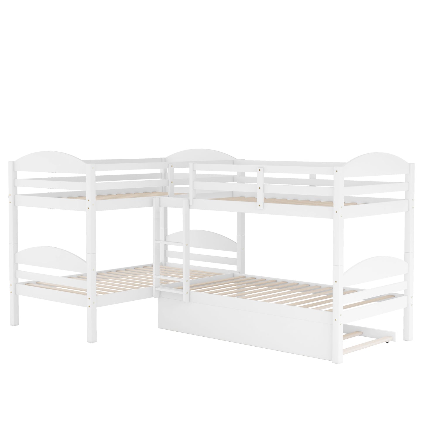 Twin L-Shaped Bunk bed with Trundle-White{OLD SKU:LT000024AAK} image 5