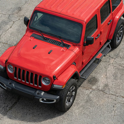 Running Boards with Two Stairs Design All-Steel Build, Bolt-on Side Steps Compatible with 2018-2026 Jeep Wrangler JL 4 Doors, Black Powder Coated Nerf Bar, Hexagonal Pipe Design. image 2