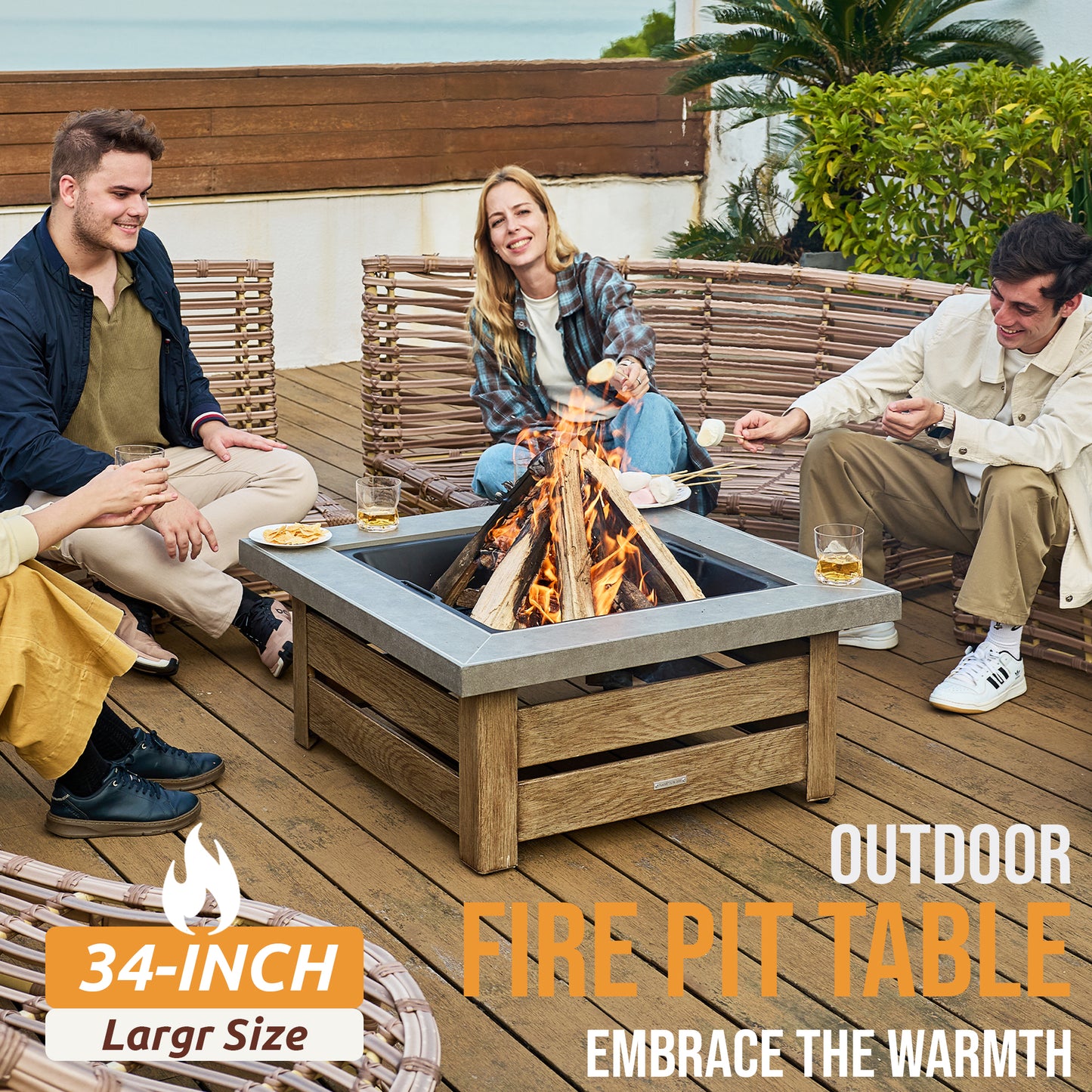 34-inch Iron Fire Pit Table Wood-burning stove image 3