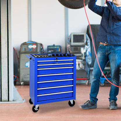Rolling Tool Chest with 7-Drawer Tool Box with Wheels Multifunctional Tool Cart Mechanic Tool Storage Cabinet for Garage, Warehouse, Workshop, Repair Shop -BLUE image 6