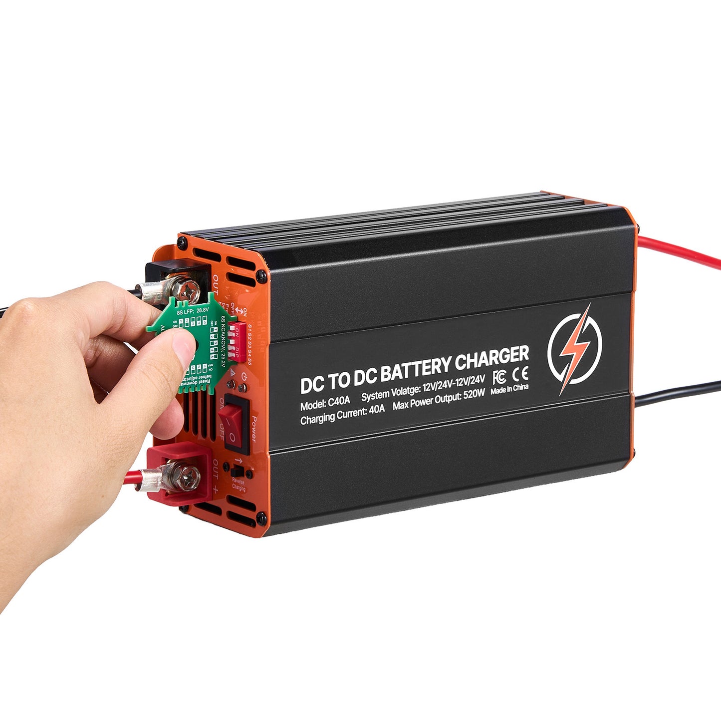 DC to DC Battery Charger, 520W, 40A Alternator Charger, Fast DC-DC Charging for Portable Power Stations, Compatible with LiFePO4 Lead-Acid AGM GEL Batteries, 12V/24V-12V/24V, for RV Home Backup image 4