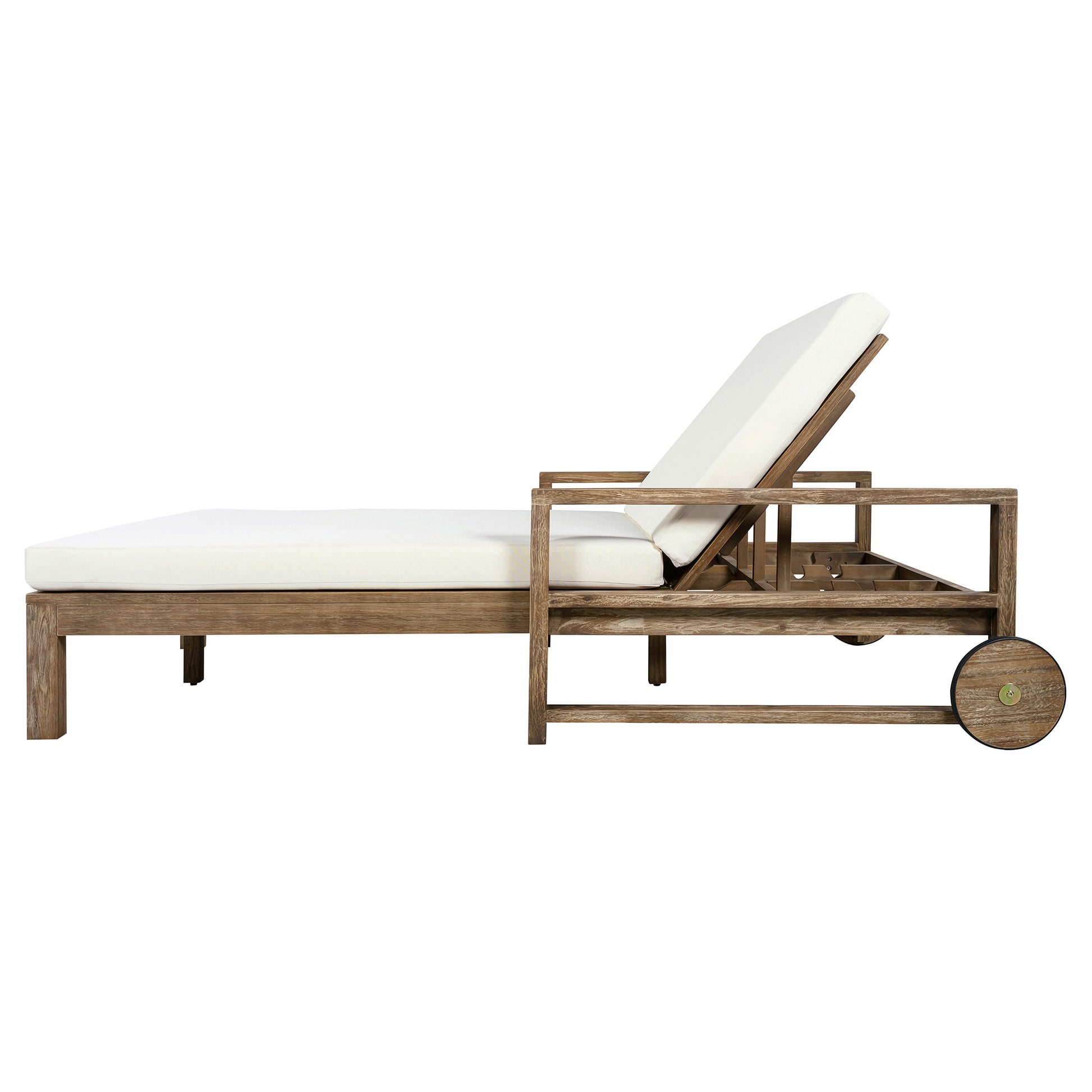 TREXM 1-Piece Farmhouse-styled Wooden Outdoor Sunbed for Ultimate Relaxation Outdoor Daybed Seating 2 People for Poolside, Garden and Backyard (Beige) image 8