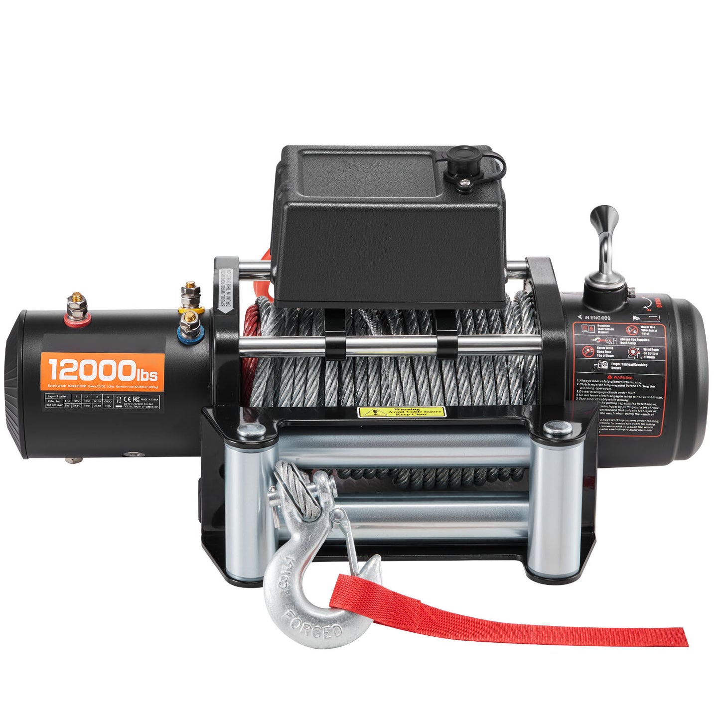 Electric Winch, 12000 lbs Load Capacity, 12V DC Truck Winch with Φ7/20 in x 85 ft Steel Rope, Wireless & Wired Remote Control, Suitable for Towing SUV Jeep Trailer Boat Off-Road Vehicle image 12