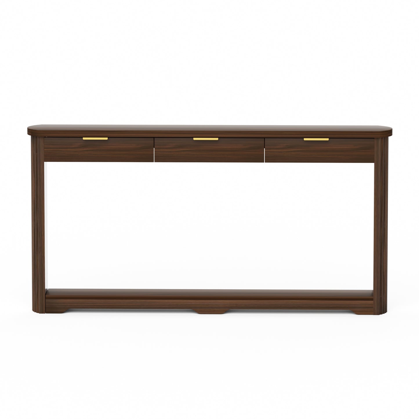 70.1" Wavy-Patterned Storage Table with Drawers; a slim wooden side table that can be placed behind a sofa, ideal for entryways, hallways, and doorways.Walnut.70.1"L*8.7"W*35.5"H image 9