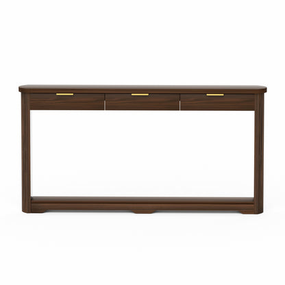 70.1" Wavy-Patterned Storage Table with Drawers; a slim wooden side table that can be placed behind a sofa, ideal for entryways, hallways, and doorways.Walnut.70.1"L*8.7"W*35.5"H image 9
