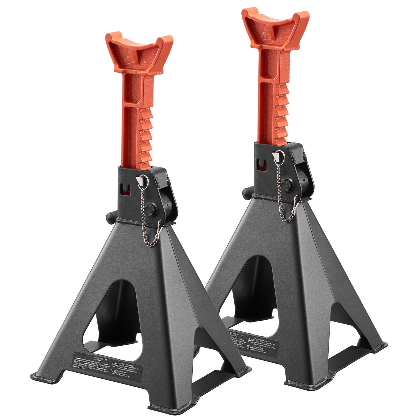 Jack Stands, 6 Ton (13,000 lbs) Capacity, 14.6-22.8 in Adjustable Height, Heavy Duty Steel Jack Auto Stands with Double Locking, for Lifting RV, Small Truck, Car, SUV, 1 Pair, Black and Orange image 12