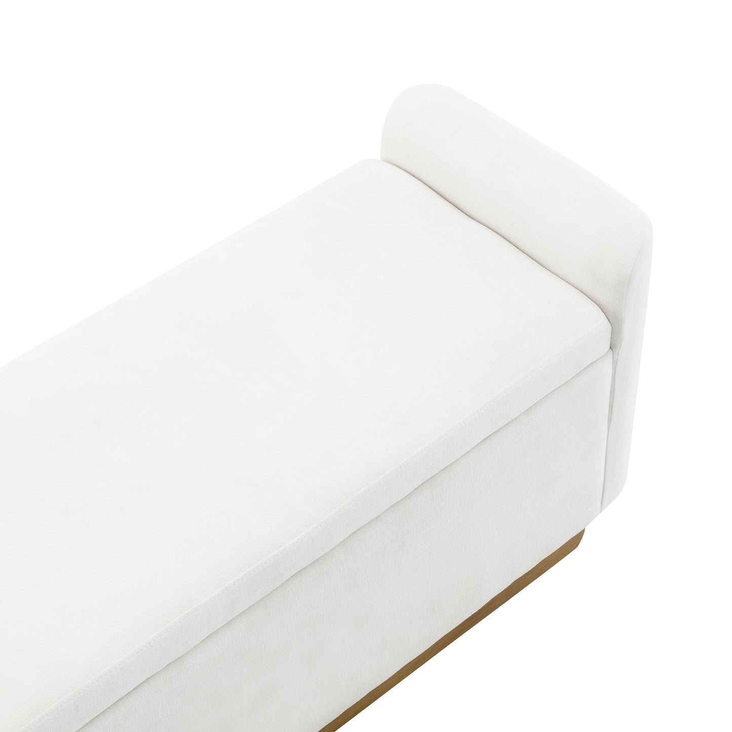 49" Bench with Storage, Storage Ottoman Bench with Safety Hinge, Gold Metal Base with wood frame, Upholstered Entryway Bench for Bedroom, Living Room, Hold up to 350 lb, Beige image 8