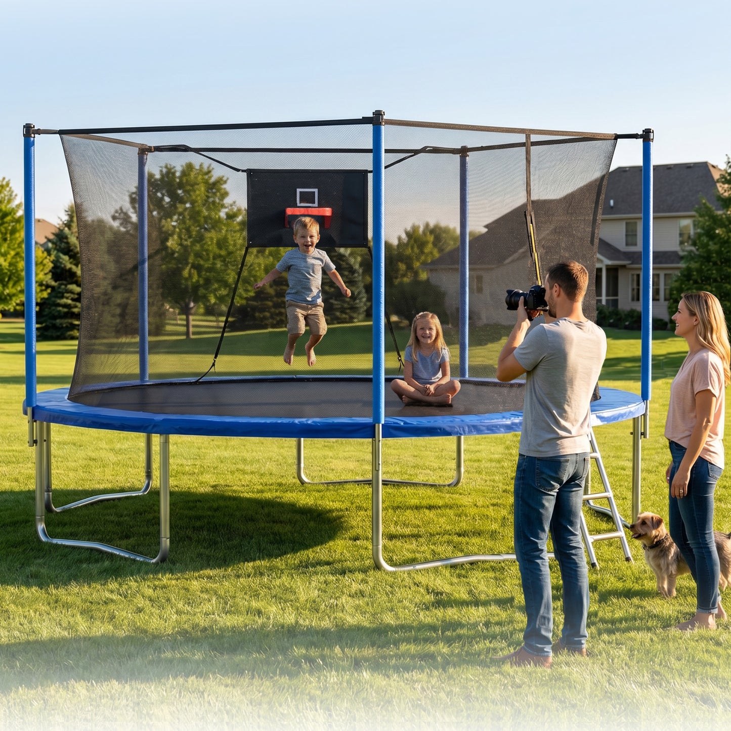 14FT Trampoline,Sports Fitness Trampolines with Enclosure Net, Recreational Trampolines for Outdoor Indoor image 9