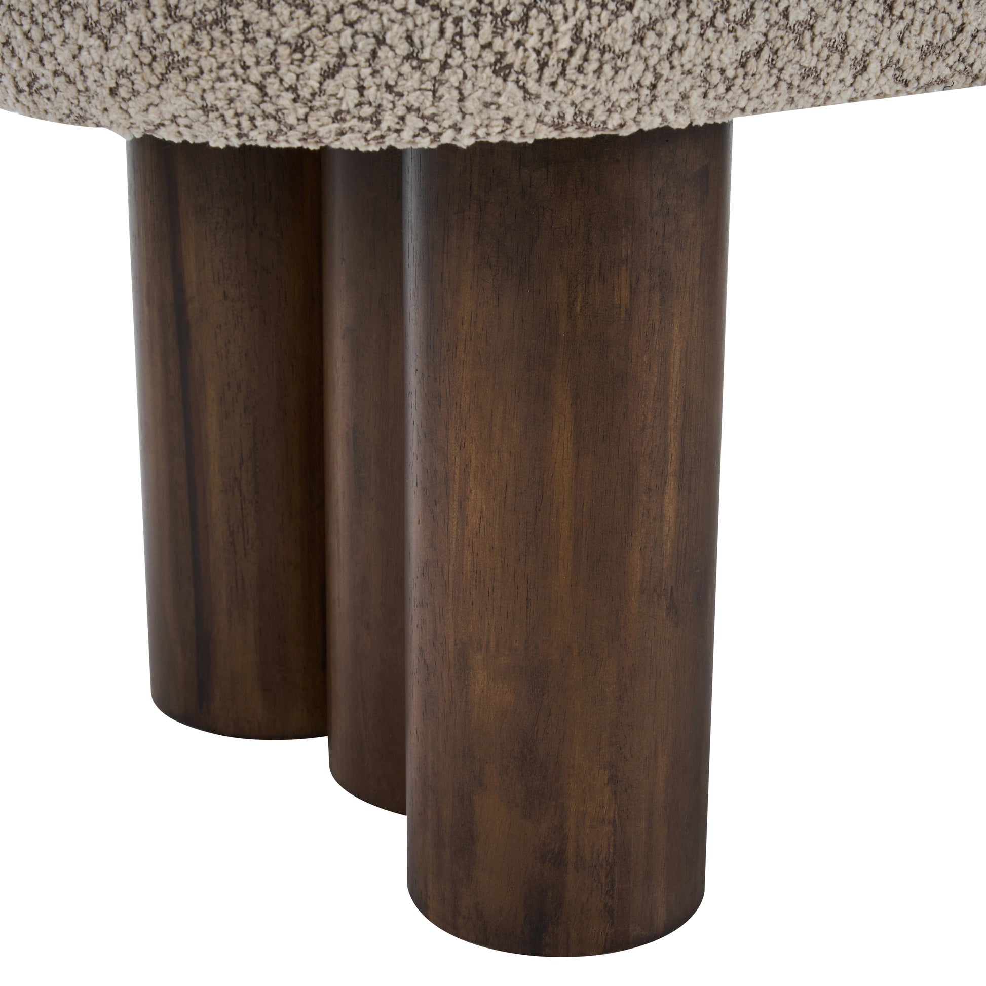Indoor Khaki Boucle Dining Bench with Walnut Color Legs, 51.57'L Upholstered Seating for Kitchen, Dining Room and Living Space,250lbs Capacity image 11