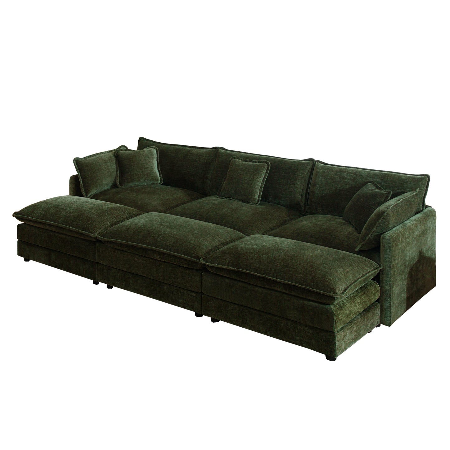 Comfortable Deep Seat Reversible Modular 3 Seater Sectional Super Soft Sofa U Shaped Sectional Couch with 3 Ottomans, 3 Toss Pillows and 2 Arm Pillows image 3