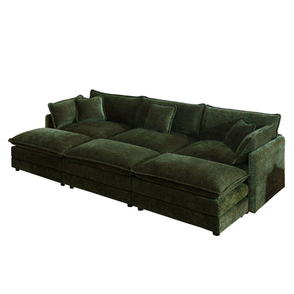 Comfortable Deep Seat Reversible Modular 3 Seater Sectional Super Soft Sofa U Shaped Sectional Couch with 3 Ottomans, 3 Toss Pillows and 2 Arm Pillows image 3