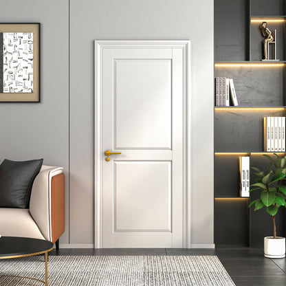 32" X 80"2-Panel Slab Door,French Interior Door Paintable MDF Door Panel,Pre-Assembled Panel for Closet Pantry Bedroom Livingroom Study Office,White image 1