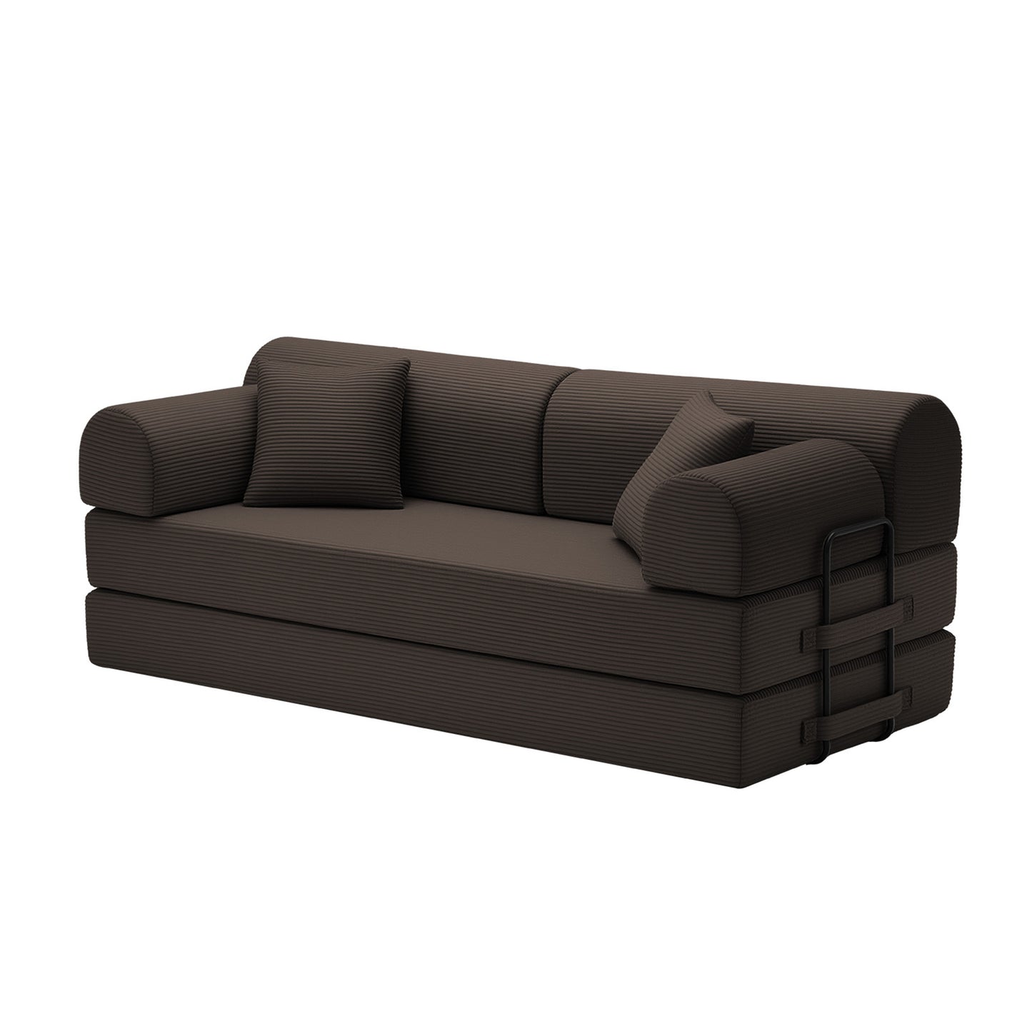 Convertible Sleeper Sofa Bed,Corduroy Folding Mattress Couch with Fixed-Shape Frame, Floor Sofa Lounge Couch for Living Room Bedroom(Brown) image 4