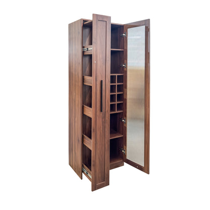 Kitchen pantry cabinet with multi-functional pull-out multi-tier storage shelf,Farmhouse Storage Cabinet with glass Doors,Pantry Organizers for Kitchen, bar cabinet,Dining Room image 8