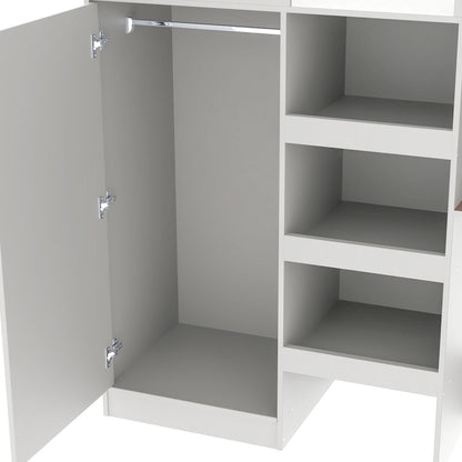 Wood Full Size Loft Bed with Built-in Wardrobe, Desk, Storage Shelves and Drawers, Grey image 11