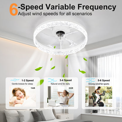19.7" Ceiling Fans with Lights Remote and APP Control, Dimmable 3-Color and 6-Speed quiet DC Motor, WHITE Ceiling Fan for Living Room Bedroom image 4