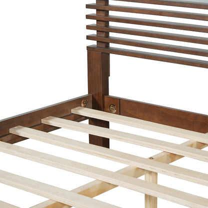 Premium Solid Wood King Size Bed Frame with Headboard, -Walnut Color, 600lbs Capacity, for Modern Bedroom,No Box Spring Needed, Fits All Mattresses image 12