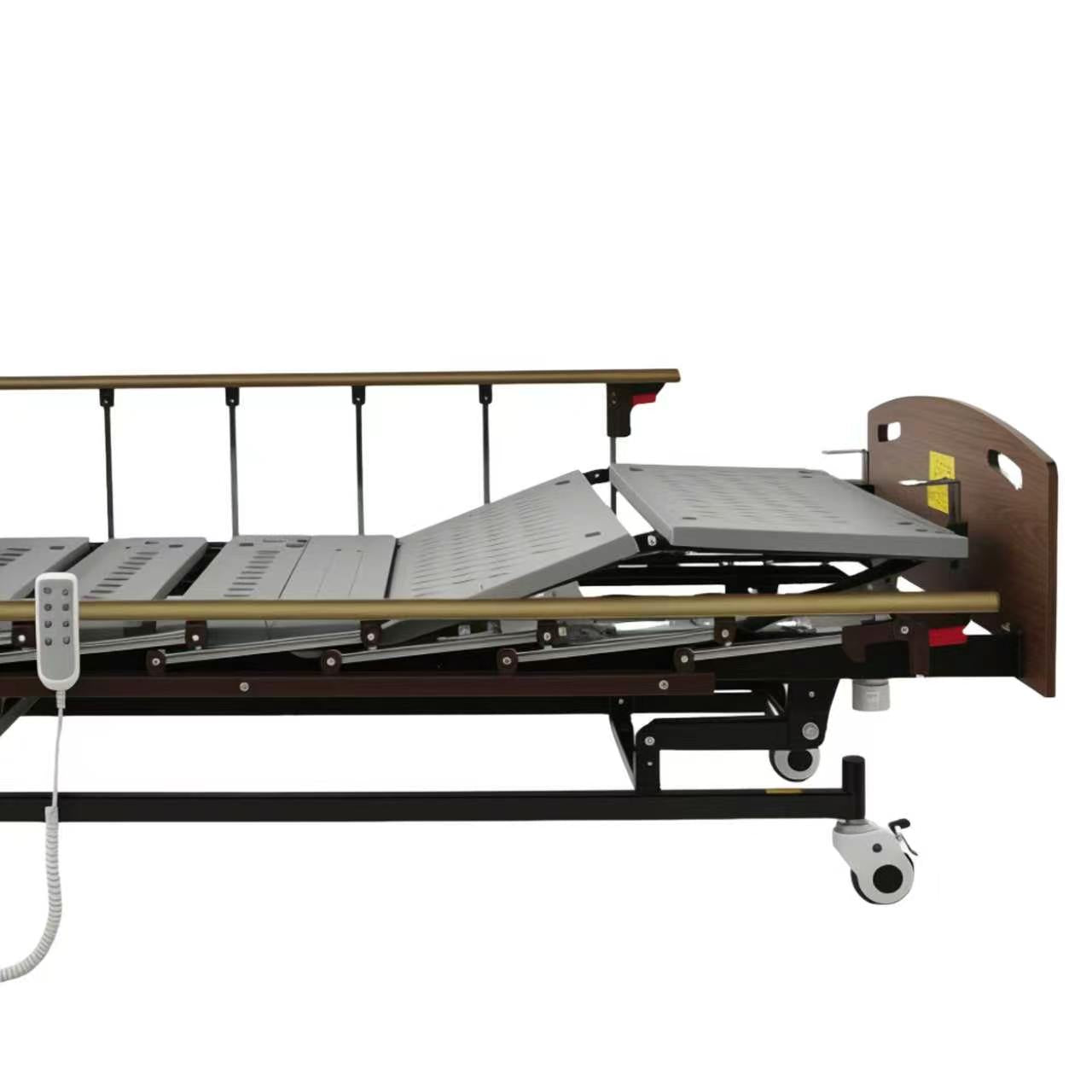 Electric Hospital Bed for Home Care, 4-Function Medical Bed with 6" Washable Mattress & 6-Piece ABS Bed Board, Foldable Aluminum Side Rails, Overbed Table, IV Pole, 450 lbs Capacity image 10