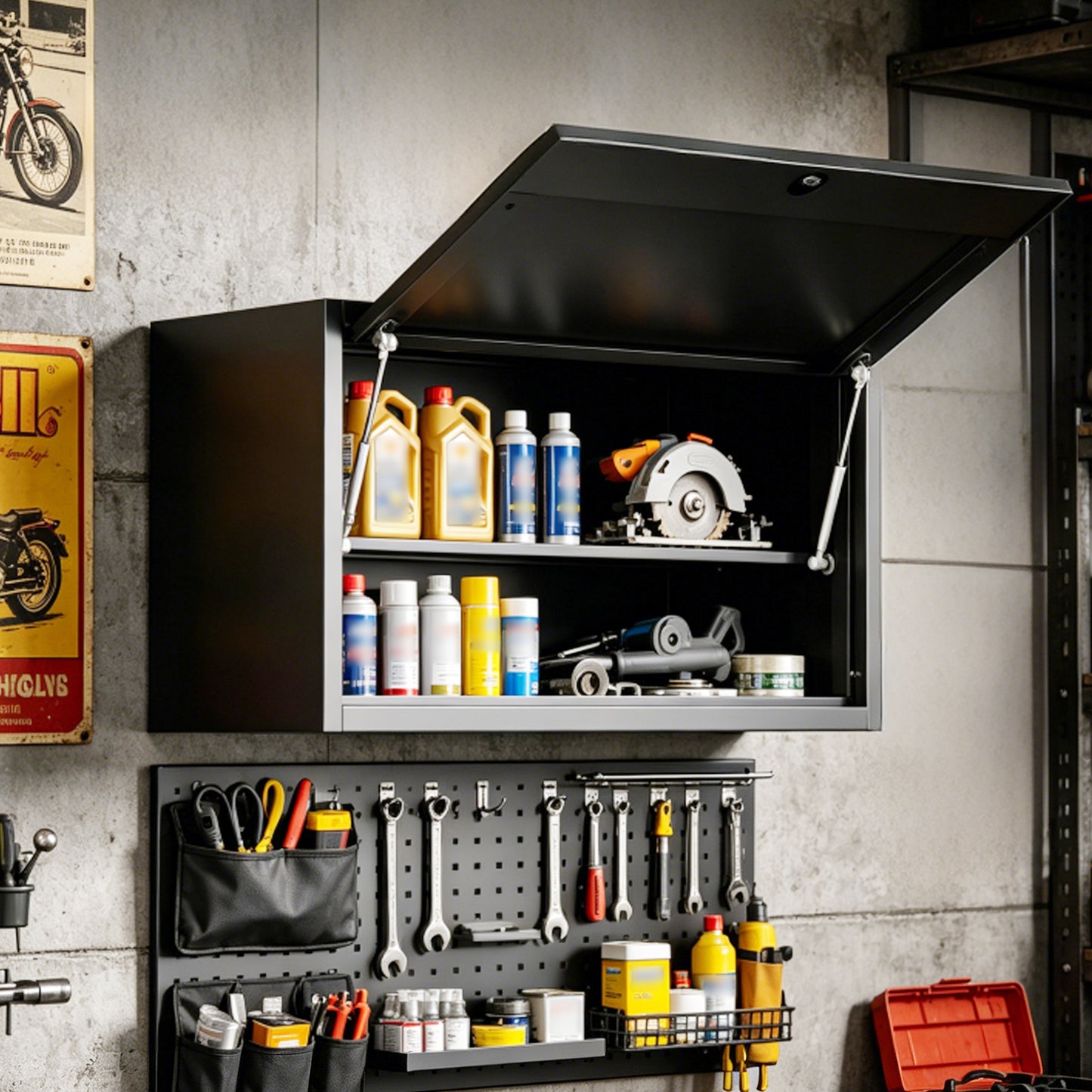 Heavy Duty Metal Wall Mounted Tool Storage Cabinet Steel Metal,Garage Storage Cabinet for Garage,Workshop,Basement,Kitchen,Assembly Required image 10