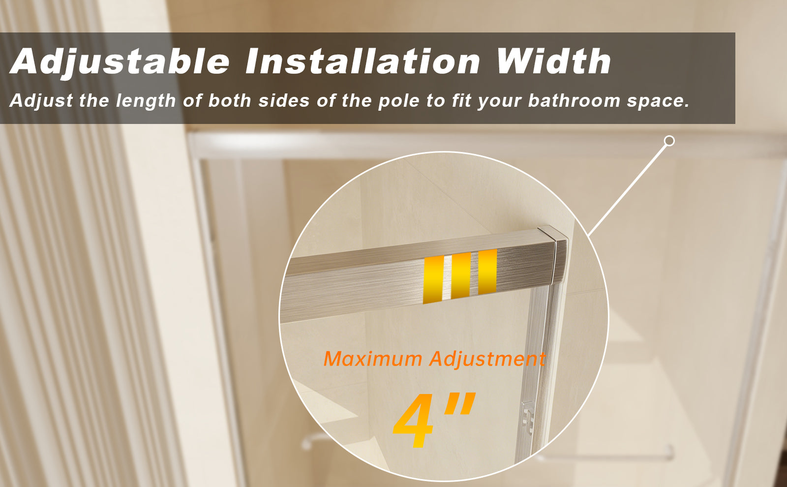56-60 " x 72" Tempered Glass, Aluminum Frame Double Sliding Shower Door, "1/4 (6 mm), Stainless Steel handle,Brushed Nickel image 11