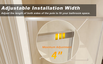 56-60 " x 72" Tempered Glass, Aluminum Frame Double Sliding Shower Door, "1/4 (6 mm), Stainless Steel handle,Brushed Nickel image 11