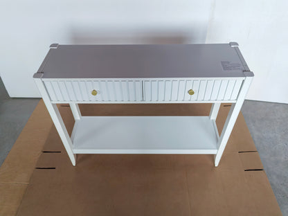 29.53" Tall Console Table with Drawers, Narrow Wood Accent Sofa Table Entryway Table with Storage Shelf for Entryway, Front Hall, Hallway, Living Room, White image 10