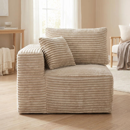 Camel Corduroy Modular Compression Sofa, Legless Floor-Hugging Armless Accent Chair for Living Room Bedroom image 4