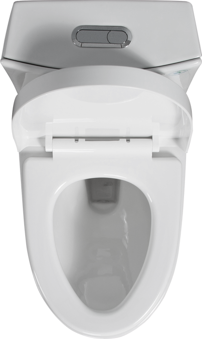 1.1/1.6 GPF Tornado Flush One-Piece Toilet for bathrooms,Siphonic S-trap 12",Elongated Bowl with Soft Close Seat,Powerful Dual Flush MAP 1000g,Comfort Chair Seat ADA Height 17", White 26T01-GW image 3