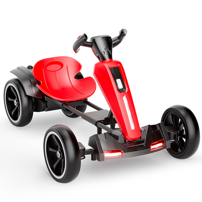 12V electric Kids Pedal Go Kart, Folder Go Kart, Outdoor Ride on Toy with Adjustable Seat, 4 Non-Slip EVA Wheels for Boys and Girls Aged 3-6 Years Old, Red image 4