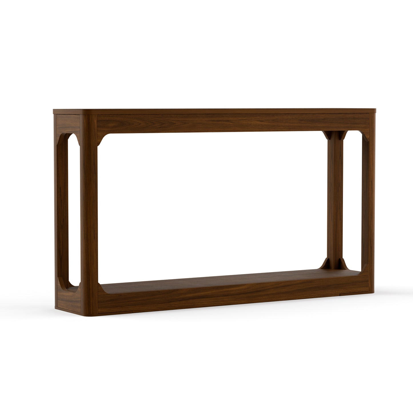 55.1-inch curved-leg storage table, ideal for entryways, slim wooden side table that can be placed behind a sofa, perfect for entryways, hallways, and doorways. Walnut,55.1"L*11.8"W*31.1"H image 8