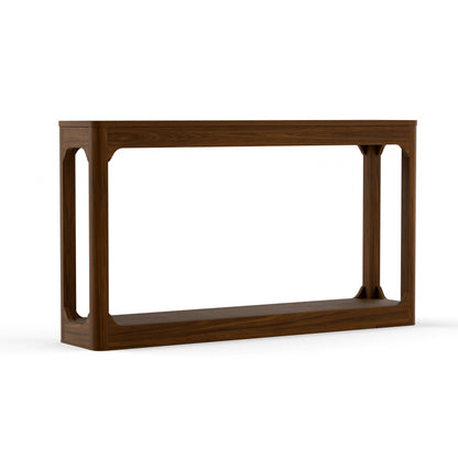 55.1-inch curved-leg storage table, ideal for entryways, slim wooden side table that can be placed behind a sofa, perfect for entryways, hallways, and doorways. Walnut,55.1"L*11.8"W*31.1"H image 8