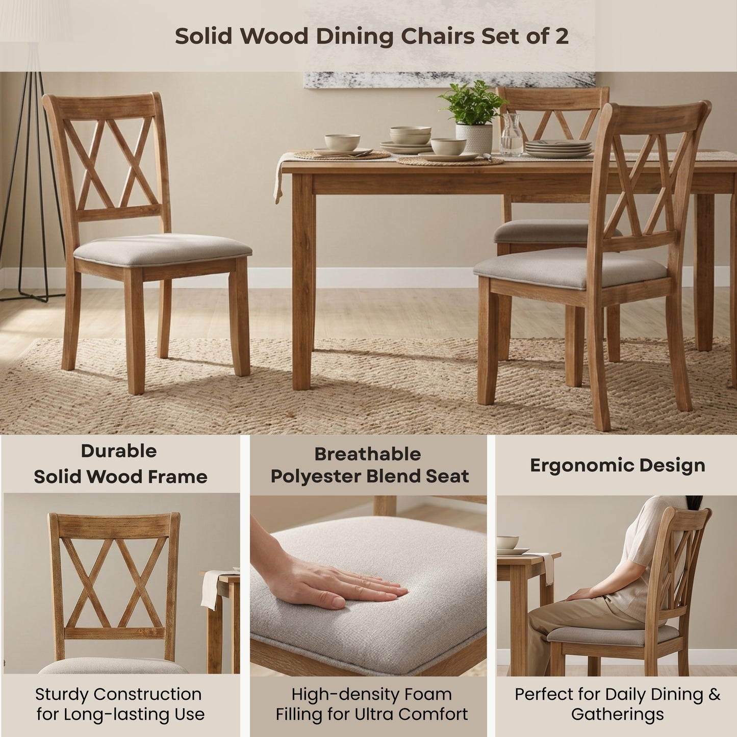 Windvale Fabric Upholstered Dining Chair Set of 2 image 7