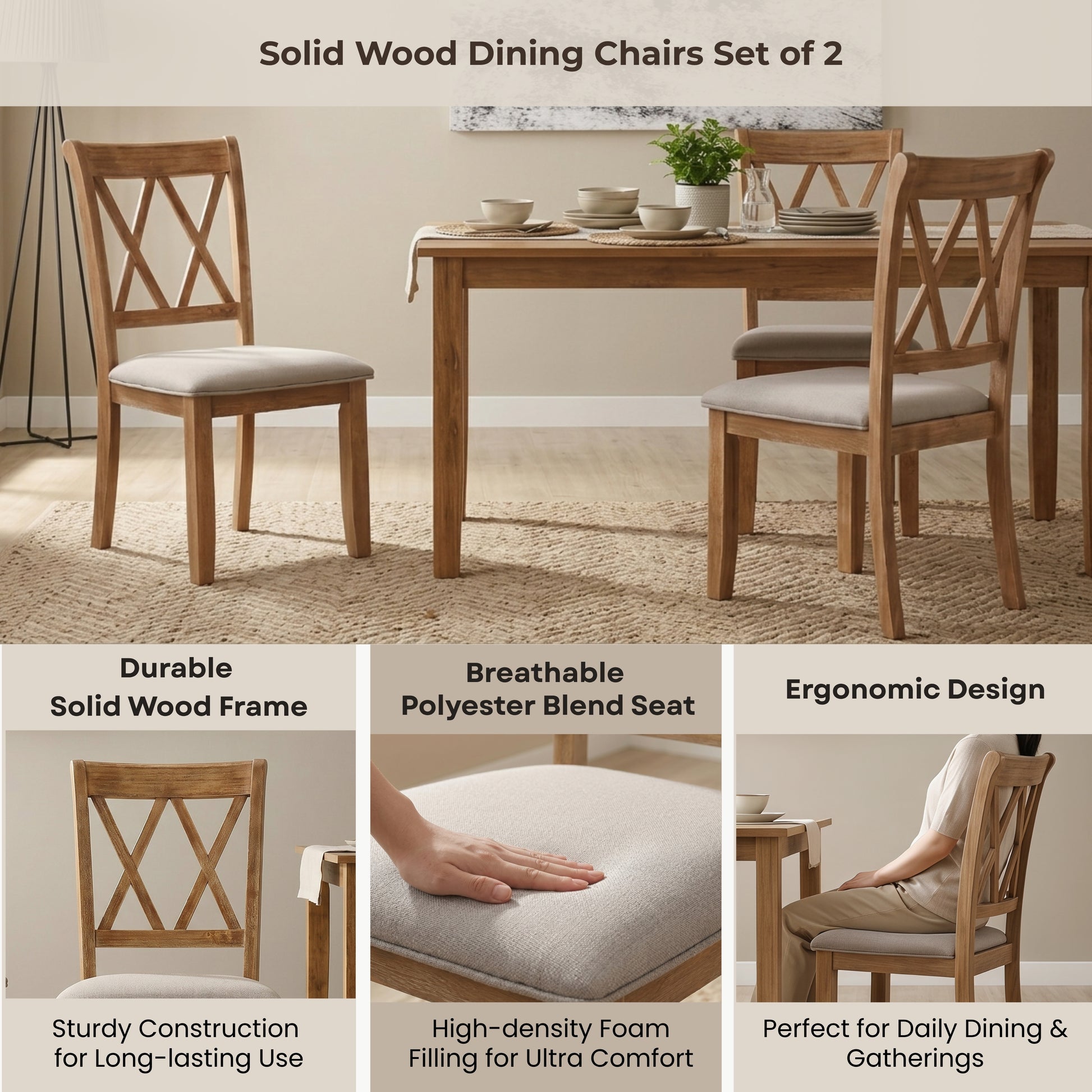 Windvale Fabric Upholstered Dining Chair Set of 2 image 7