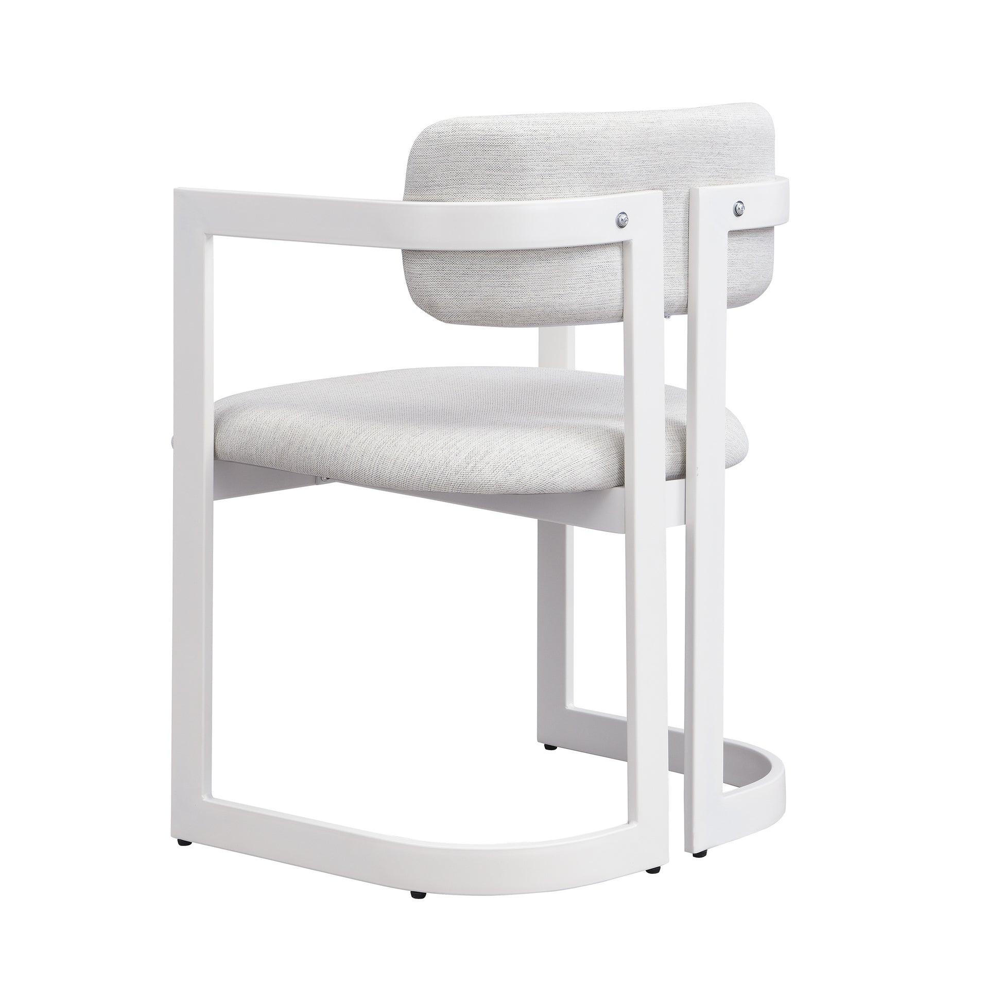 Upholstered Dining Chairs Set of 2, Fabric Armchairs with Beige Seating White Metal Frame, 265 LBS Weight Capacity image 11