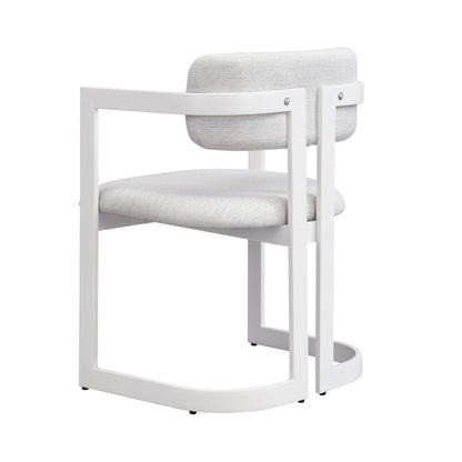 Upholstered Dining Chairs Set of 2, Fabric Armchairs with Beige Seating White Metal Frame, 265 LBS Weight Capacity image 11
