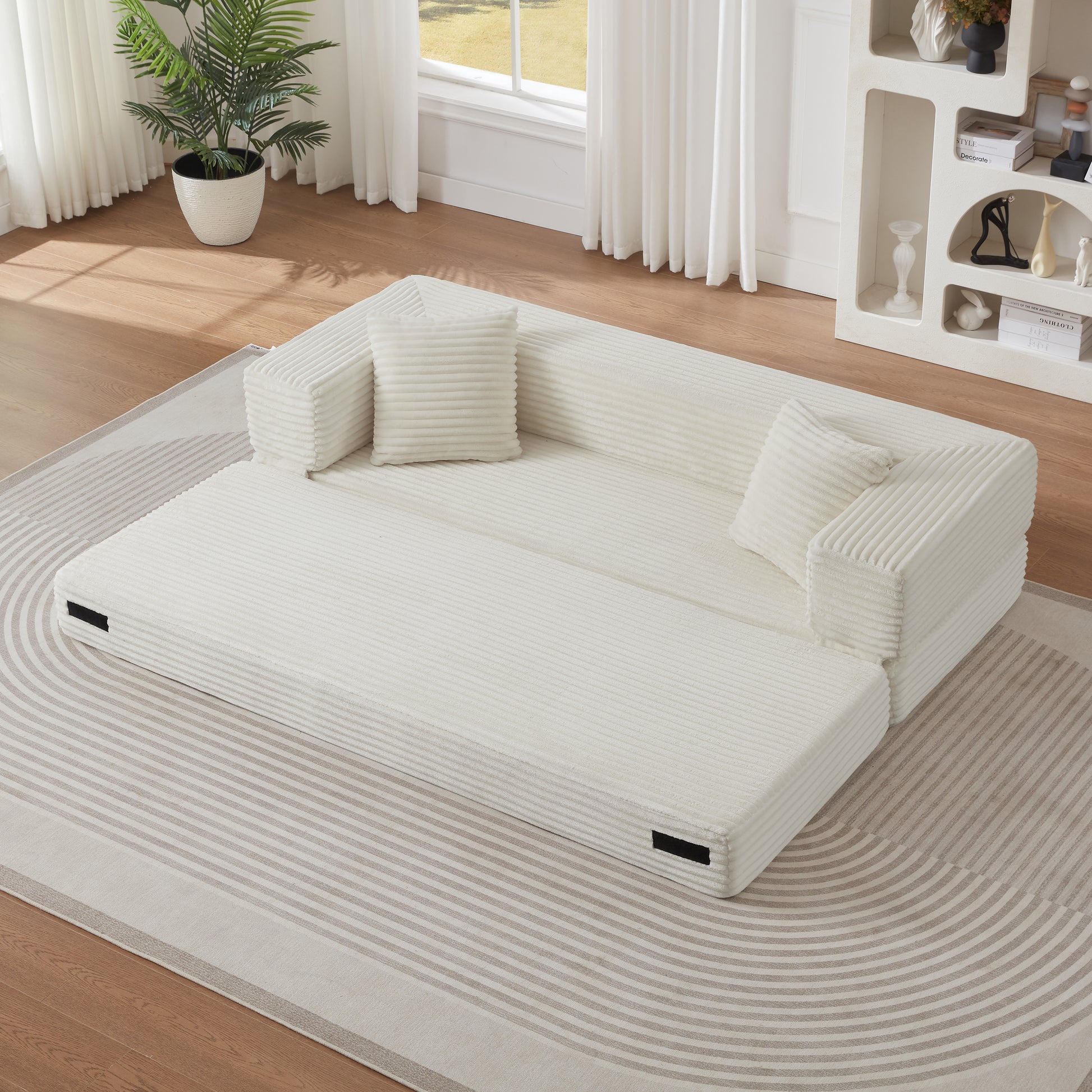 Modern cord sofa with stylish appearance, classic square design, unique two-tier design, convertible into a bed, ideal for apartments and large spaces. image 4