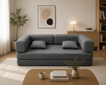 Double sofa, sofa bed, multifunctional compression sofa, wide body sofa, pure sponge sofa, fine striped velvet fabric sofa image 4